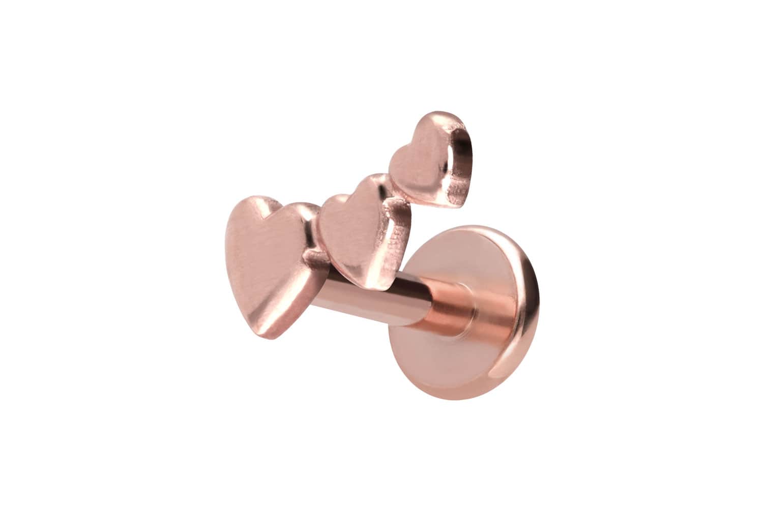 Titan Labret Piercing mit Push Fit 3 HERZEN